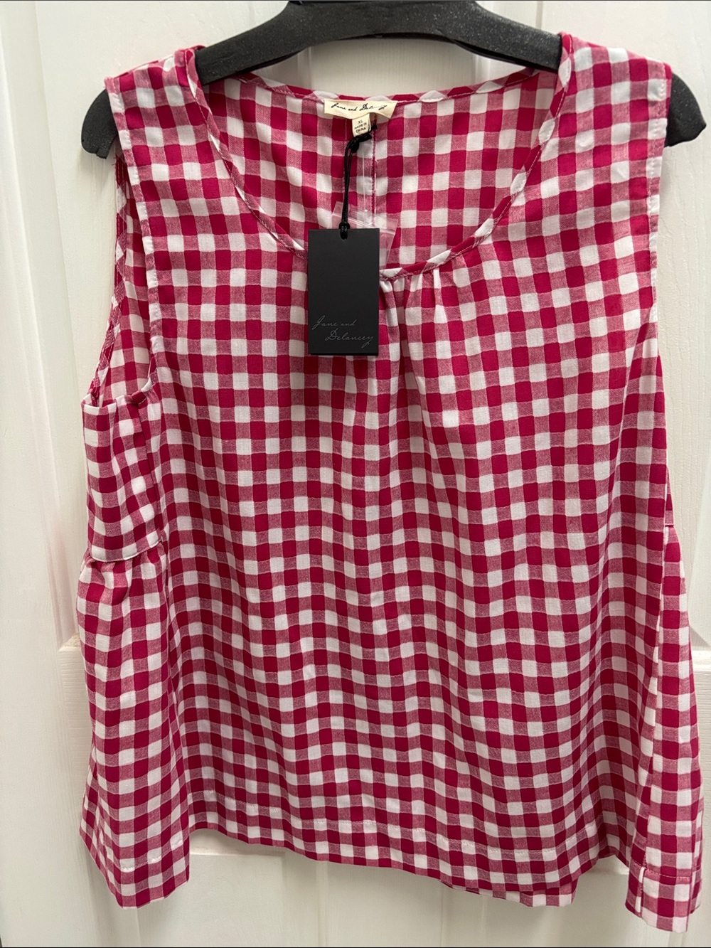 Sleeveless Pink Gingham Women’s Top - Unknown Brand